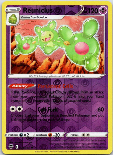 Pokemon - Reuniclus 078/195 - Silver Tempest - Reverse Holo Rare - NM/M