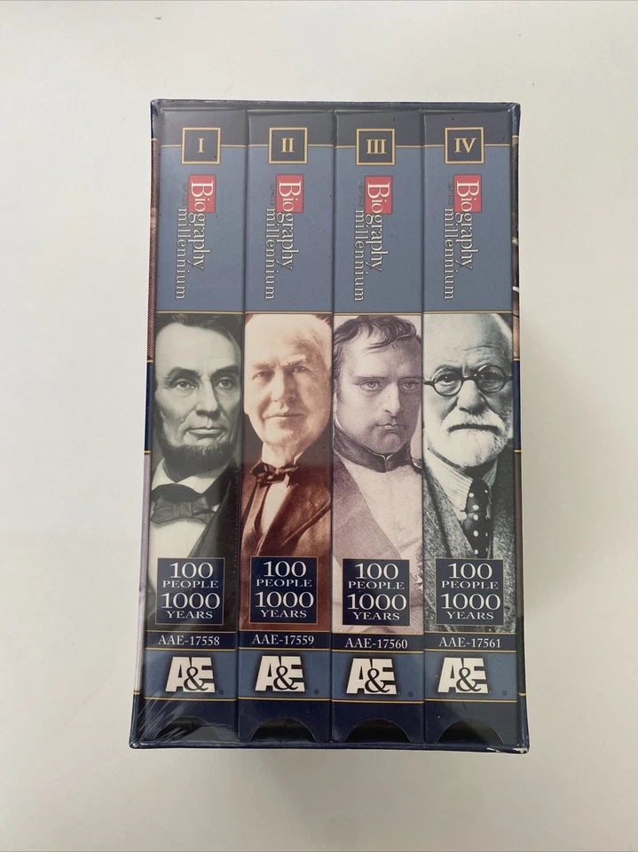 A&E биография тысячелетия, 100 человек 100 лет, 4 кассеты VHS набор - новый - Изображение 2 из 4