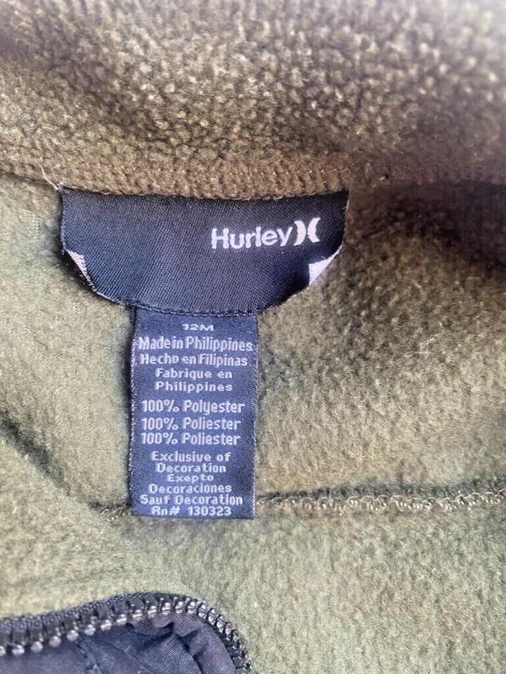 HURLEY Bebé Talla 12 Meses Infantil Cremallera Acogedora Cálida Sherpa Chaqueta Polar con Bolsillos Foto 2 de 4