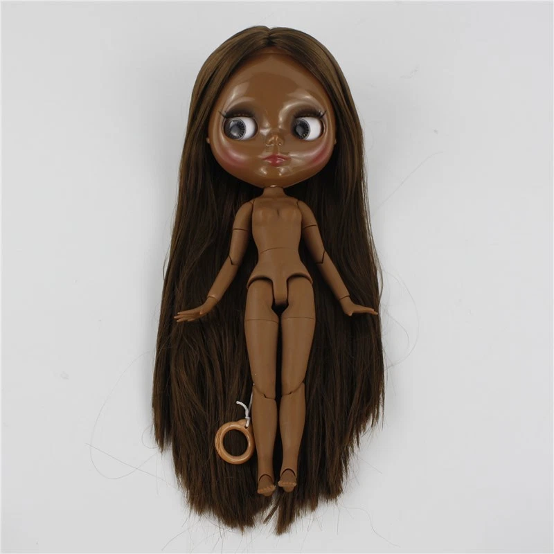 Muñeca Desnuda Neo Blythe 12" de Fábrica Cuerpo Especial Super-Negro Cabello Marrón Foto 2 de 2