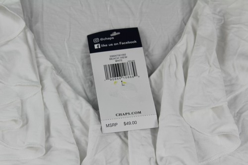 Chaps Tank Top Size Large L White Ruffle Sleeveless Shirt V-Neck Pullover Nwt - Picture 4 of 8