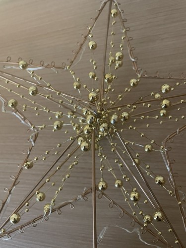 30cm Tall Gold Beaded Battery Operated Christmas Tree Topper - Picture 10 of 16