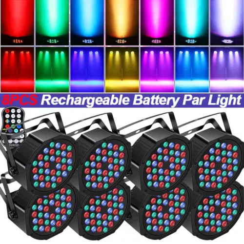8x RGBW Par Wiederaufladbar 36 LED Par Strahler DMX DJ Show Partylicht / Tasche - Bild 22 von 34