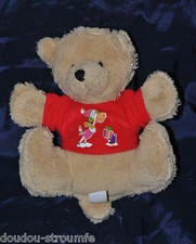 🍀Peluche Doudou Ours ETAM Beige Brun Pull Rouge Mains Aimantés 16 Cm TTBE