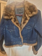 Euc. R Wear Rampage Clothing Company Women's Large Blue Jean Jacket  W/faux Fur