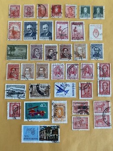 Collection of 39 Used Argentina Stamps 1899 to 1974