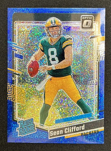 2023 Panini Donruss Optic - Rated Rookie Blue Glitter Prizm #242 Sean Clifford