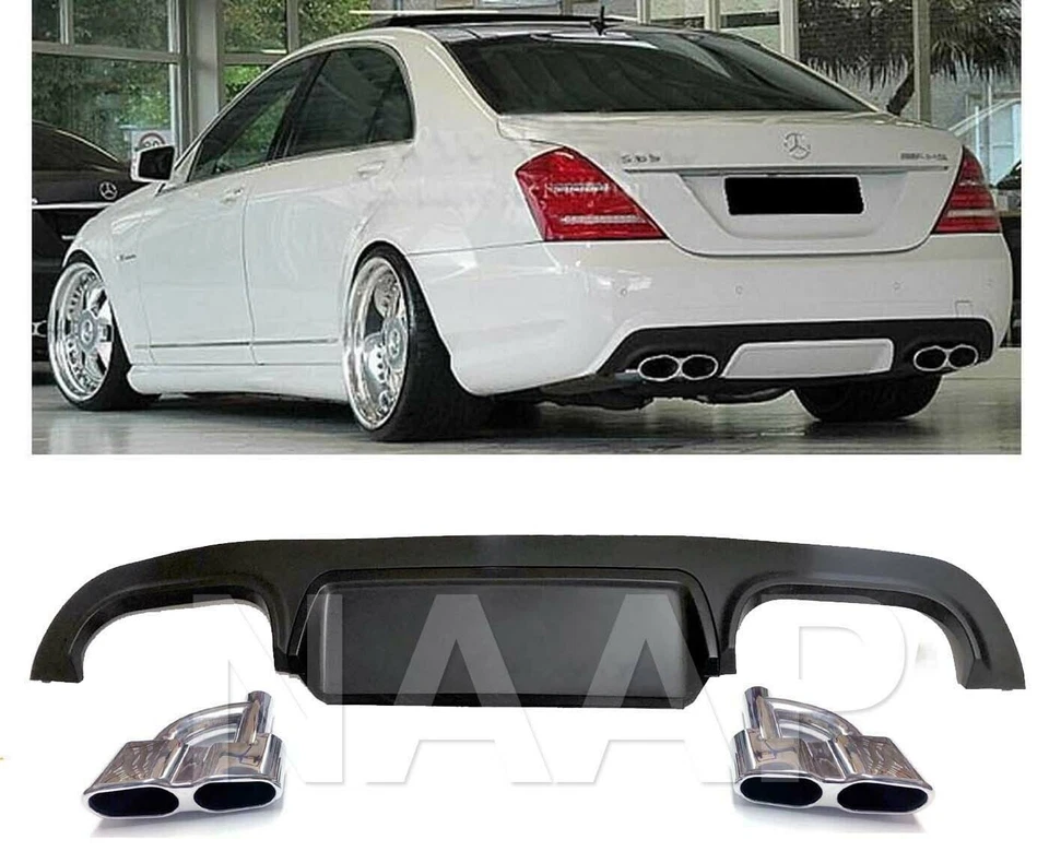 Difusor de parachoques trasero S63 2010 2011 2012 2013 + puntas de silenciador S550 S600 S65 Foto 4 de 4