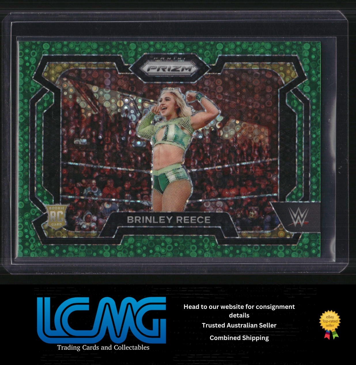 2024 Panini Prizm WWE #36 Brinley Reece Under Card Green Prizms #/49