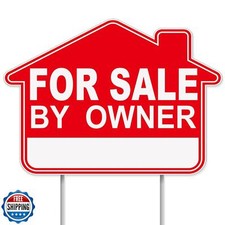 GXGGUS For Sale By Owner Yard Sign, 1-Pack 17"x13" Double-Sided Signs, Corrug