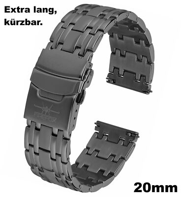 FIREFOX Uhrenarmband 20mm echt voll massiv Edelstahl grau quick change release