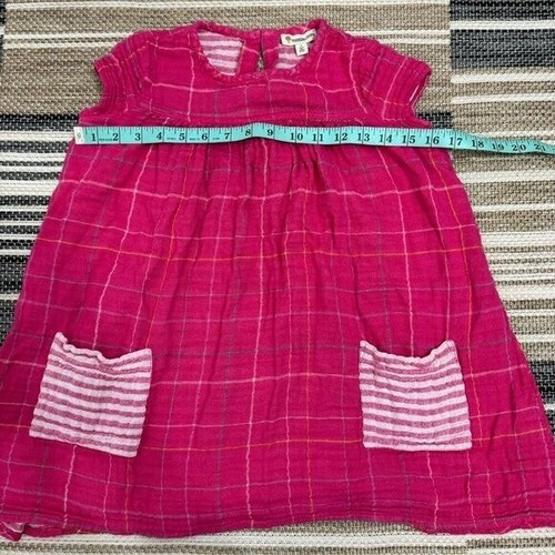 Tucker + Tate Girls Double Plaid Gauzy Dress Casual Pockets Electric Pink Size 6 - Picture 9 of 10
