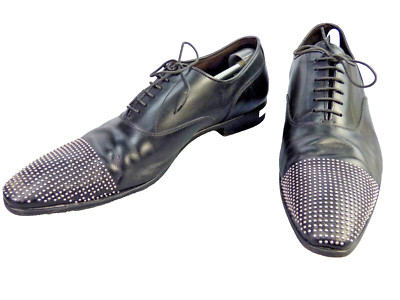 Philipp Plein Herren Schuhe Schwarz Leder Nieten Cap Toe Oxford Brogue UK 11 EU 46