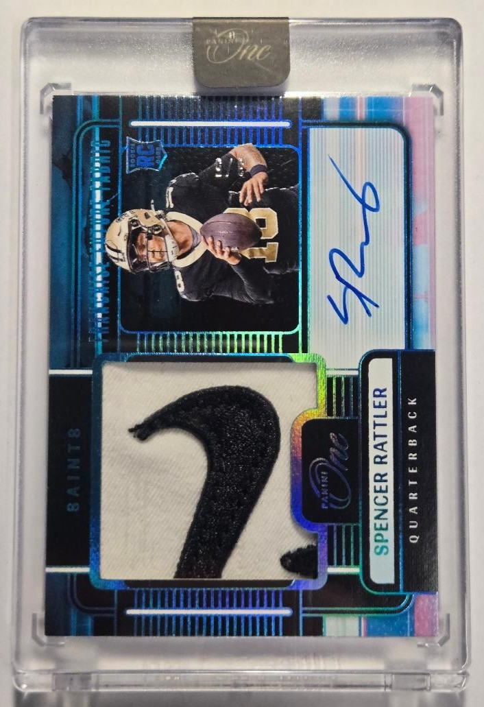 2024 PANINI ONE #93 SPENCER RATTLER FRANCHISE FUTURE FABRIC AUTOGRAPHS PLATINUM