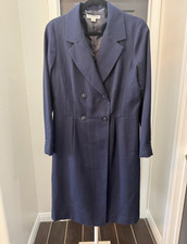 Pendleton Women's Navy Double Breasted Long Virgin Wool Overcoat Lined Size 12