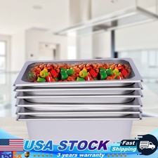 6 Pack 4" Deep Steam Table Pans Hotel Buffet Food Prep Pan 201 Stainless Steel