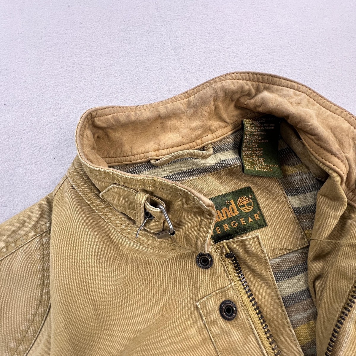 Vintage Timberland Weathergear Jacket Mens Large Beige Canvas 