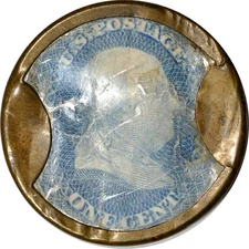 1C Ben Franklin, Ayers Sasparilla Encased Postage in Coin Fine K18868