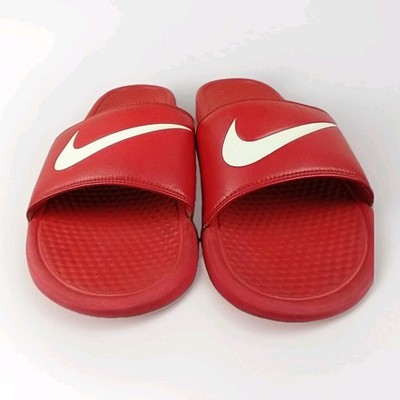 Nike Benassi JDI Slides Mens Red White Swoosh Sandals 343880-610 Size 12