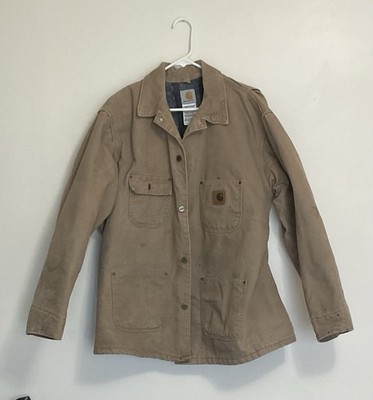 Carhartt CO2 SDL Jacket Vtg Large Tan Blanket Lined Canvas USA Chore Barn READ