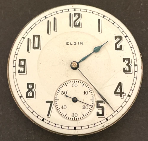 Antique Elgin 16s Pocket Watch Movement Dial & Hands Parts USA