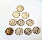 Lot Of 10 (1/5 Roll)  90% Silver Mercury Dimes