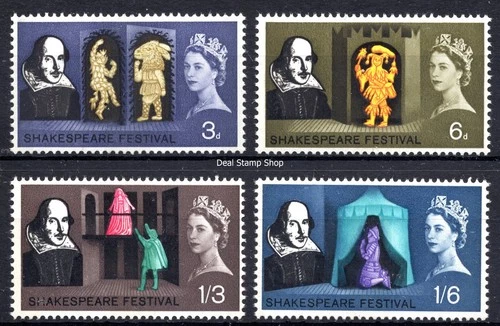 1964 Shakespeare Festival Set SG 646p - SG 649p Phosphor Unmounted Mint MNH