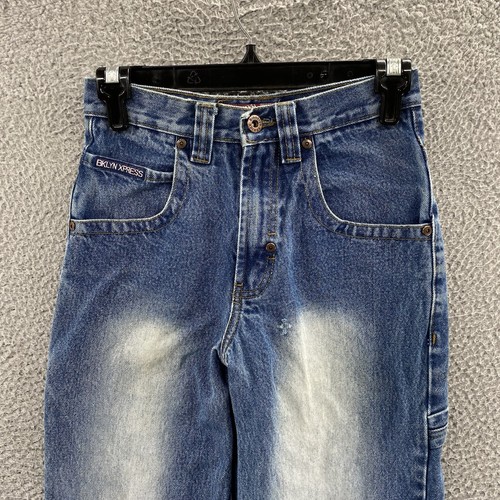 VINTAGE Brooklyn Xpress Jeans Boys Youth 10 (25x24) Blue Baggy Loose Y2K - Picture 3 of 14
