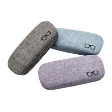 3Pack Hard Shell Eyeglasses Case Protector Linen Fabrics Large Glasses Case Conc