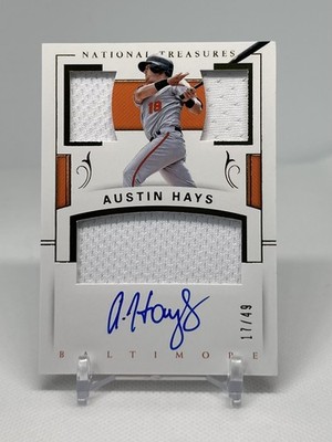 Austin Hays 2018 Panini National Treasures Triple Patch Auto /49 #PCS-AH