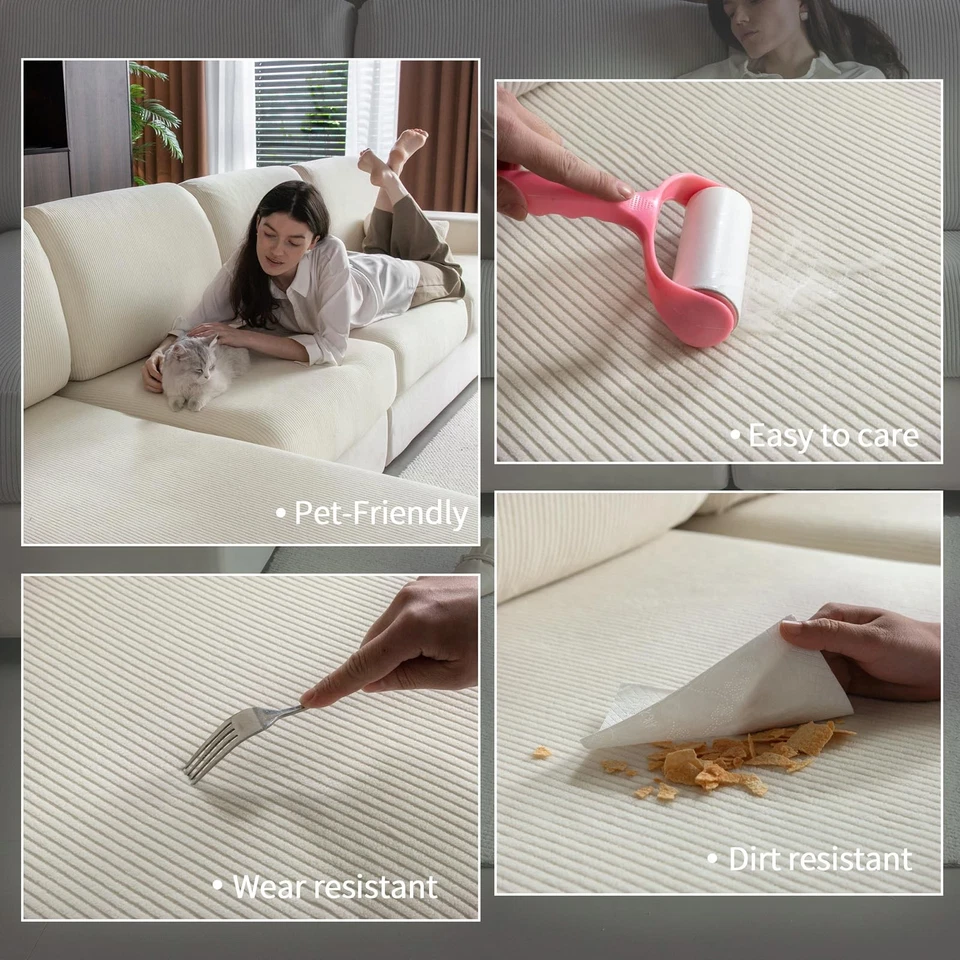 Sectional Couch Covers, Wear Resistant Stretch Sofa Covers Washable Soft Couc... - Image 3 of 4