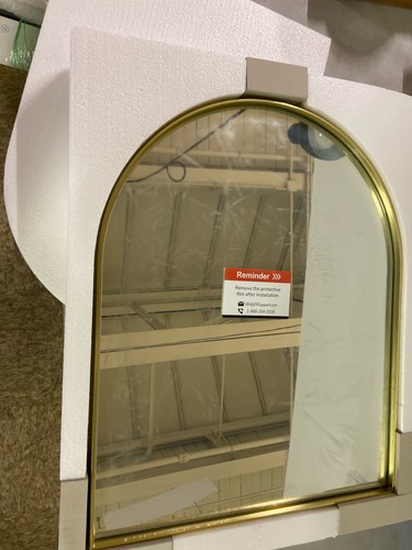 Tetote HD-CXFJ-4050GD Gold 16"x20" Arched Wall Vanity Mirror, Tempered Glass - Picture 3 of 3