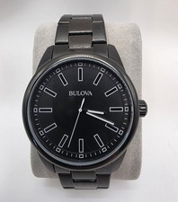 Bulova Black Stainless Steel Quartz Watch Men s New Battery Protective Film