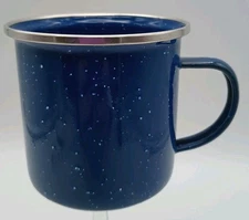 Large Blue Enamel Mug For Picnic Camping Durable For Hot or Cold Drink