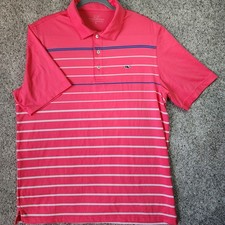 Vineyard Vines Polo Shirt Mens Large Striped Performance Whale Logo Excellent