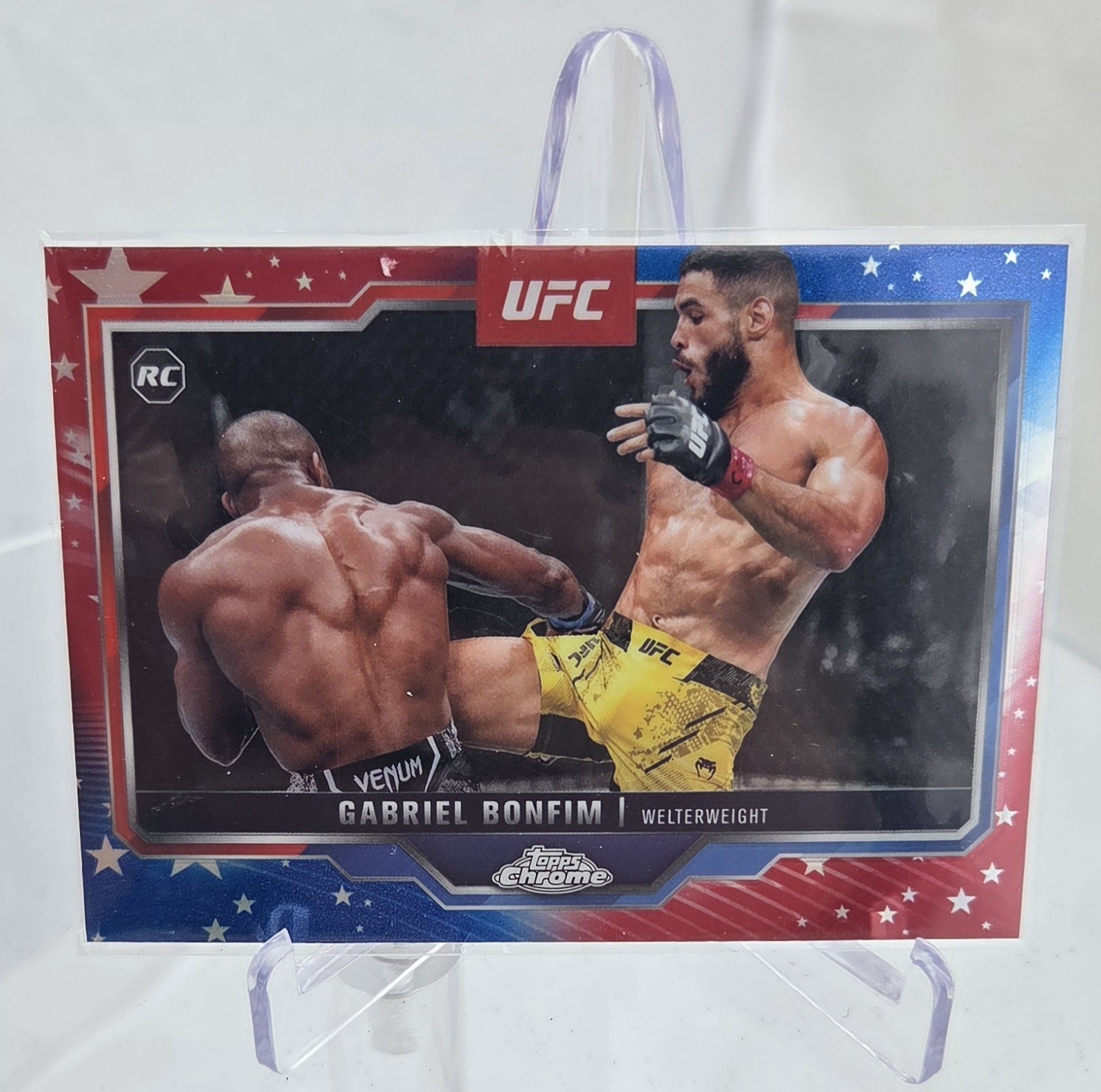 🔥 2025 Topps Chrome UFC Red & Blue Refractor Gabriel Bonfim Rookie RC #26 🔥