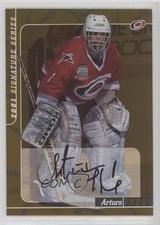 2000-01 ITG Be A Player Signature Series Auto Gold Arturs Irbe #126 Auto b1s