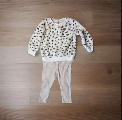 Juicy Couture Baby Toddler 2 Piece Set 24M Faux Fur Cheetah Animal Print Beige