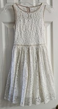Speechless Girls' Lacy Cream Dressy Dress Three Layers Faux Pearls Size 7
