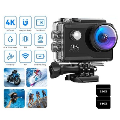 Action Cam,4K 30fps Ultra HD, 40Mm wasserdichte Unterwasserkamera Gebraucht