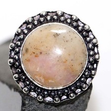 925 Silver Plated Peruvian Pink Opal Jewellery Ring Handmade Size Us 7 JW