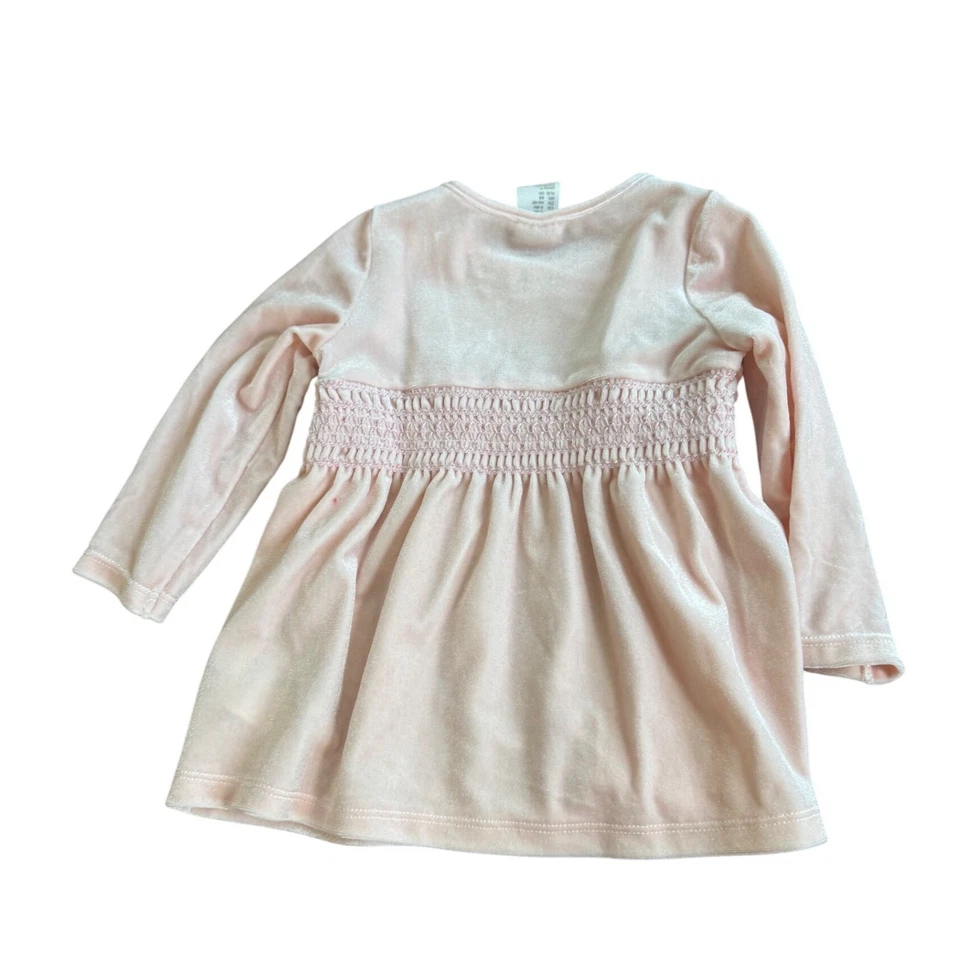 Vestido H&M Talla 4-6 Minths Bebé Niña Rosa Terciopelo Manga Larga Vestido Foto 2 de 3
