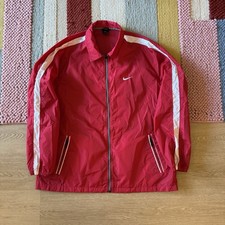 Vintage 90s Nike Swoosh Logo Full Zip Windbreaker Light Jacket Mens Size XXL Red