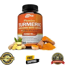 NutriFlair Turmeric Curcumin with Ginger&BioPerine Joint Support,Antioxidat, New