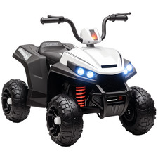AIYAPLAY 12V Kids Electric Quad Bike with 4 Wheels Spring Suspension, White