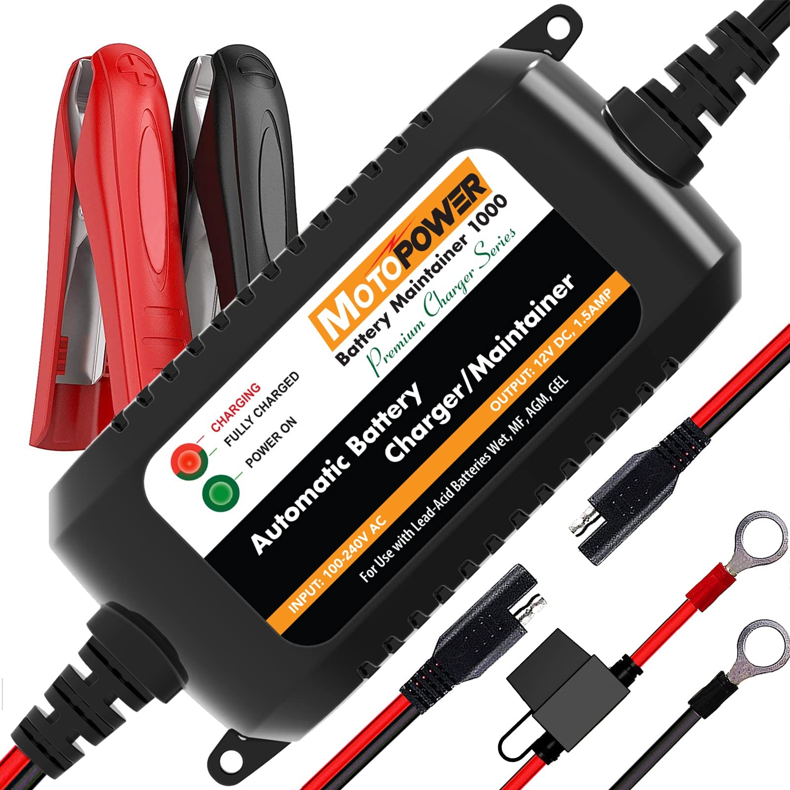 MOTOPOWER MP00206A 12V 1.5Amp Caricabatterie/Mantenitore completamente