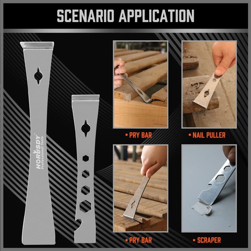 2-piece Stainless Steel Pry Bar Scraper Set, 6-11/16” and 9-1/2” Flat Pry Bar - Picture 5 of 7