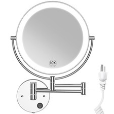 9" Large Size Wall Mounted Lighted Makeup Vanity Mirror, 1X/10X Magnifying 2-...