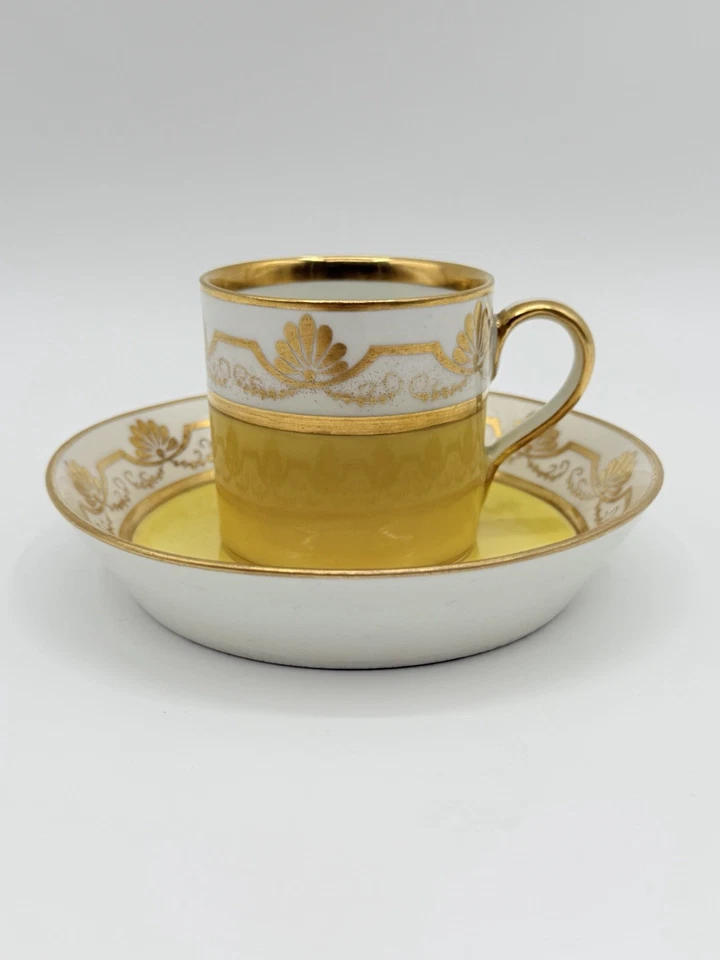 Rare Antike Wiener Porzellan Empire Mokkatasse mit Untertasse, Golddekor, 19. Jh - Bild 2 von 4