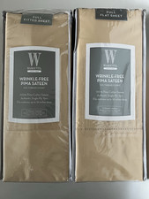 Wamsutta Wrinkle Free Sateen 100 Pima Cotton 525 TC Full Fitted Flat Sheets
